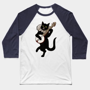 Vintage Cat Playing Banjo Baseball T-Shirt